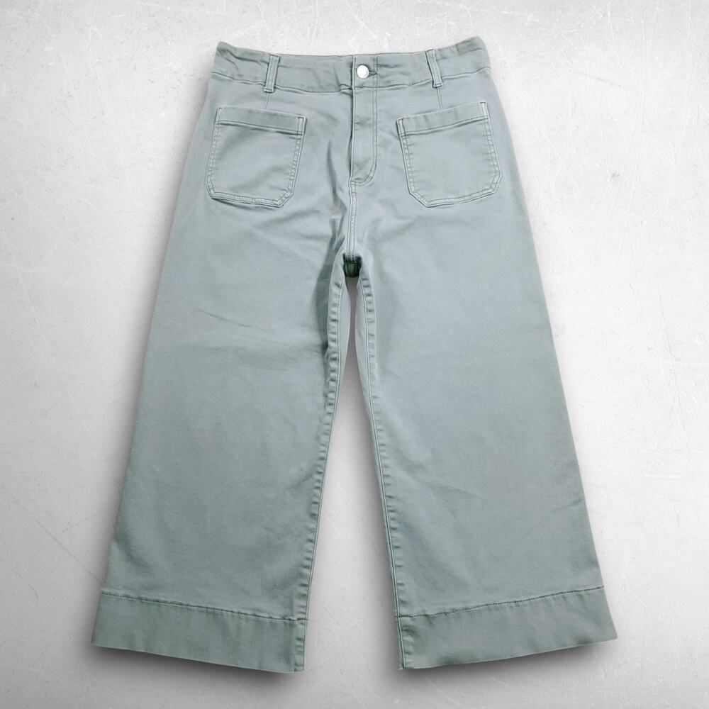 Lauren Conrad Super High Rise Wide Leg Capri Pants Women 14P Mint Green Boho